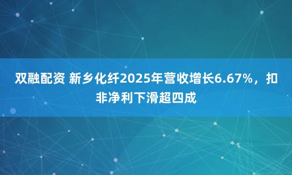 双融配资 新乡化纤2025年营收增长6.67%,扣非净利下滑超四成