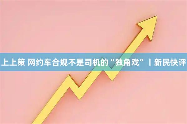 上上策 网约车合规不是司机的“独角戏”丨新民快评